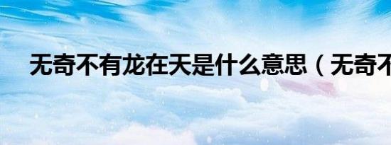 无奇不有龙在天是什么意思（无奇不有）