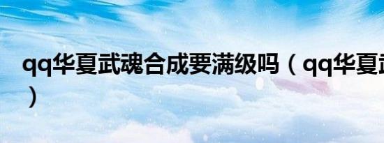 qq华夏武魂合成要满级吗（qq华夏武魂合成）