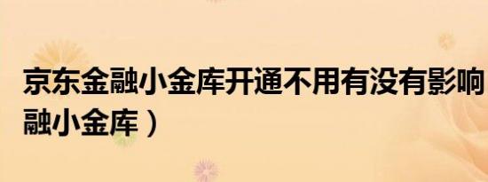 京东金融小金库开通不用有没有影响（京东金融小金库）