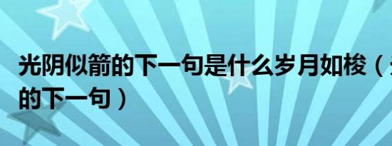 光阴似箭的下一句是什么岁月如梭（光阴似箭的下一句）