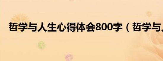 哲学与人生心得体会800字（哲学与人生）