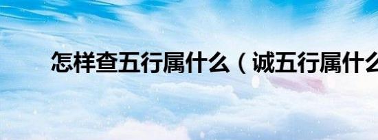 怎样查五行属什么（诚五行属什么）