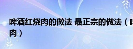 啤酒红烧肉的做法 最正宗的做法（啤酒红烧肉）