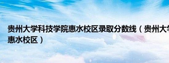 贵州大学科技学院惠水校区录取分数线（贵州大学科技学院惠水校区）