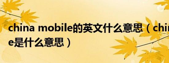 china mobile的英文什么意思（chinamobile是什么意思）