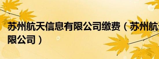 苏州航天信息有限公司缴费（苏州航天信息有限公司）