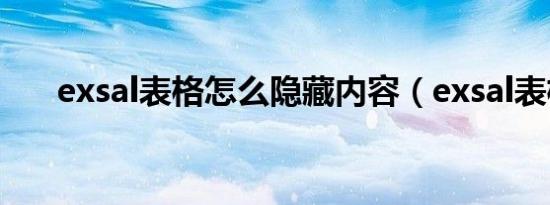 exsal表格怎么隐藏内容（exsal表格）