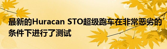 最新的Huracan STO超级跑车在非常恶劣的条件下进行了测试(图1)