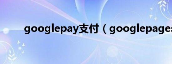 googlepay支付（googlepages）