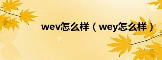 wev怎么样（wey怎么样）