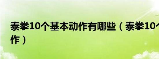 泰拳10个基本动作有哪些（泰拳10个基本动作）