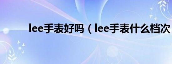 lee手表好吗（lee手表什么档次）