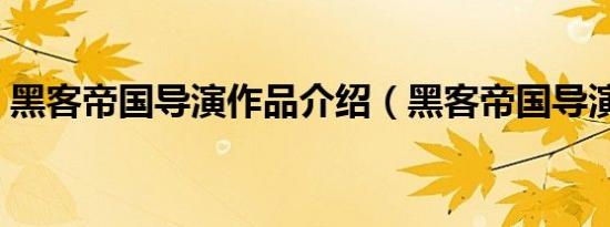 黑客帝国导演作品介绍（黑客帝国导演作品）