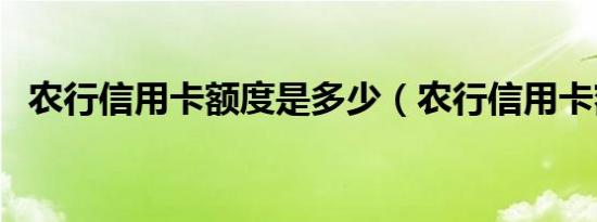 农行信用卡额度是多少（农行信用卡额度）