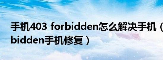 手机403 forbidden怎么解决手机（403forbidden手机修复）