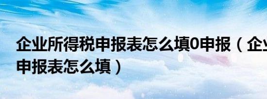 企业所得税申报表怎么填0申报（企业所得税申报表怎么填）