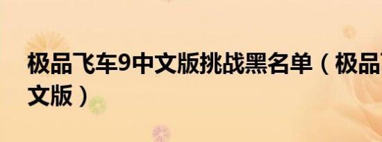 极品飞车9中文版挑战黑名单（极品飞车9中文版）