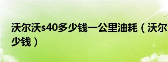 沃尔沃s40多少钱一公里油耗（沃尔沃s40多少钱）