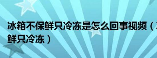 冰箱不保鲜只冷冻是怎么回事视频（冰箱不保鲜只冷冻）