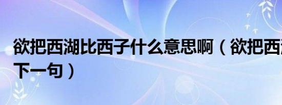 欲把西湖比西子什么意思啊（欲把西湖比西子下一句）