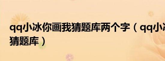 qq小冰你画我猜题库两个字（qq小冰你画我猜题库）