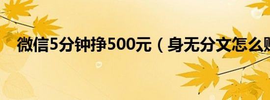 微信5分钟挣500元（身无分文怎么赚钱）