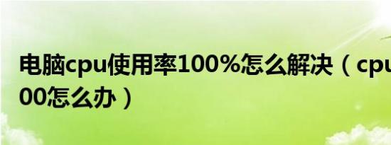 电脑cpu使用率100%怎么解决（cpu使用率100怎么办）