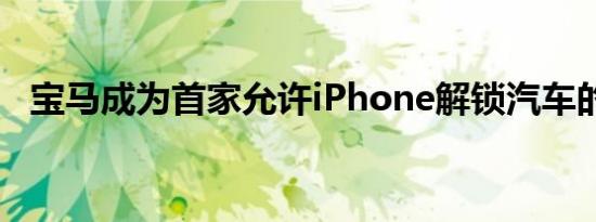 宝马成为首家允许iPhone解锁汽车的公司