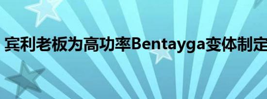 宾利老板为高功率Bentayga变体制定了计划