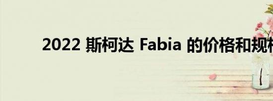 2022 斯柯达 Fabia 的价格和规格