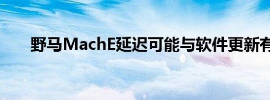 野马MachE延迟可能与软件更新有关