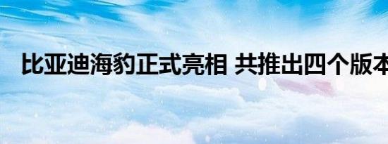 比亚迪海豹正式亮相 共推出四个版本车型