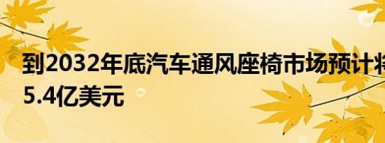 到2032年底汽车通风座椅市场预计将超过145.4亿美元