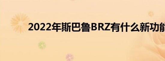 2022年斯巴鲁BRZ有什么新功能