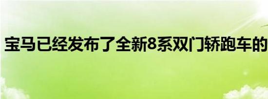 宝马已经发布了全新8系双门轿跑车的预览版