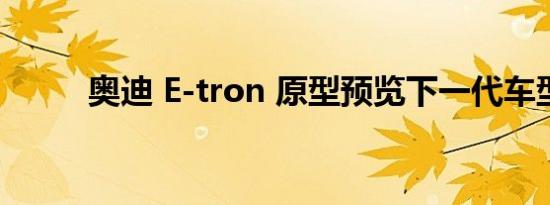 奥迪 E-tron 原型预览下一代车型