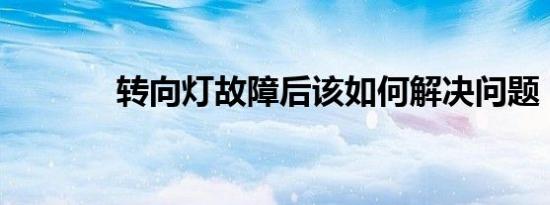 转向灯故障后该如何解决问题