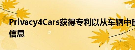 Privacy4Cars获得专利以从车辆中删除个人信息