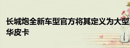 长城炮全新车型官方将其定义为大型高性能豪华皮卡