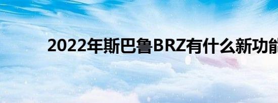 2022年斯巴鲁BRZ有什么新功能