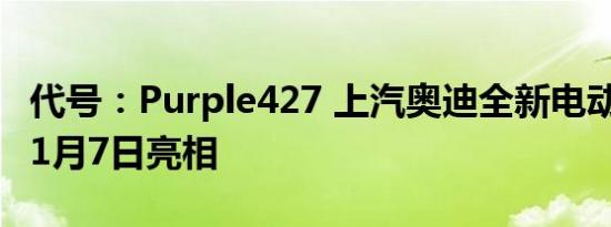 代号：Purple427 上汽奥迪全新电动车将于11月7日亮相