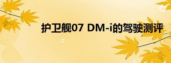 护卫舰07 DM-i的驾驶测评