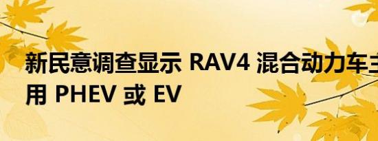 新民意调查显示 RAV4 混合动力车主不会改用 PHEV 或 EV