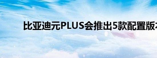 比亚迪元PLUS会推出5款配置版本