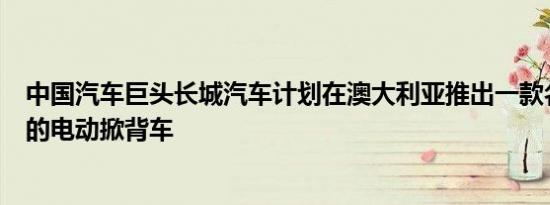 中国汽车巨头长城汽车计划在澳大利亚推出一款名字不寻常的电动掀背车