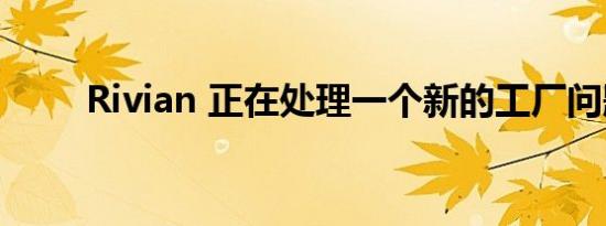 Rivian 正在处理一个新的工厂问题