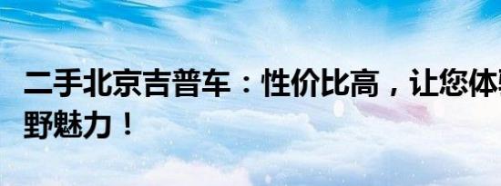 二手北京吉普车：性价比高，让您体验别样越野魅力！