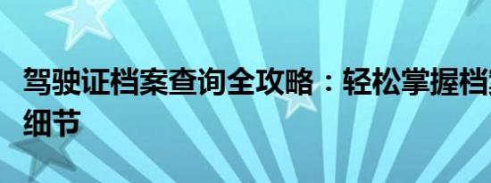 驾驶证档案查询全攻略：轻松掌握档案状态与细节