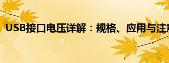 USB接口电压详解：规格、应用与注意事项