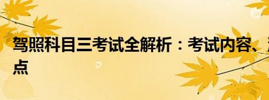 驾照科目三考试全解析：考试内容、流程与要点